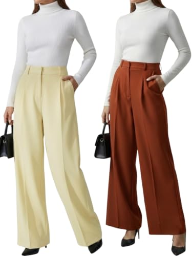 Image of GRECIILOOKS Trousers for Woman | Womens High Rise High Waist Flared Korean Style | Formal Pant for Women Office Wear| Track Pants for Womans Elegant for College & Events (Available in Plus Size)
