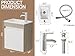wonline 16” Small Bathroom Vanity Sink Combo for Small Space Wall Mounted Cabinet Set White Resin Basin Sink Top Chrome Faucet