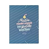 Carpeta de cartón con tres solapas y goma