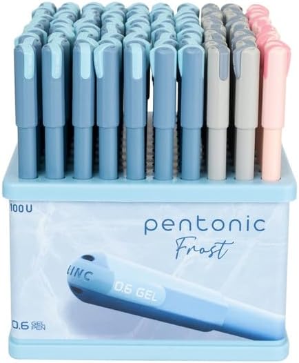 - Frost 0.6mm Gel Pen Tumbler Pack | Multicolour Pastel Body | Blue, Black & Red Ink | Set of 100