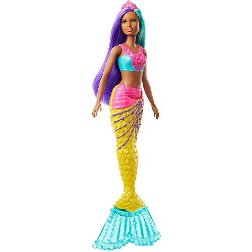 Barbie GJK10 - Dreamtopia Meerjungfrau-Puppe, ca. 30 cm groß, türkis- und lilafarbenes Haar, mit Diadem, Spielzeug Geschenk für Kinder von 3 bis 7 Jahren – Bild 4