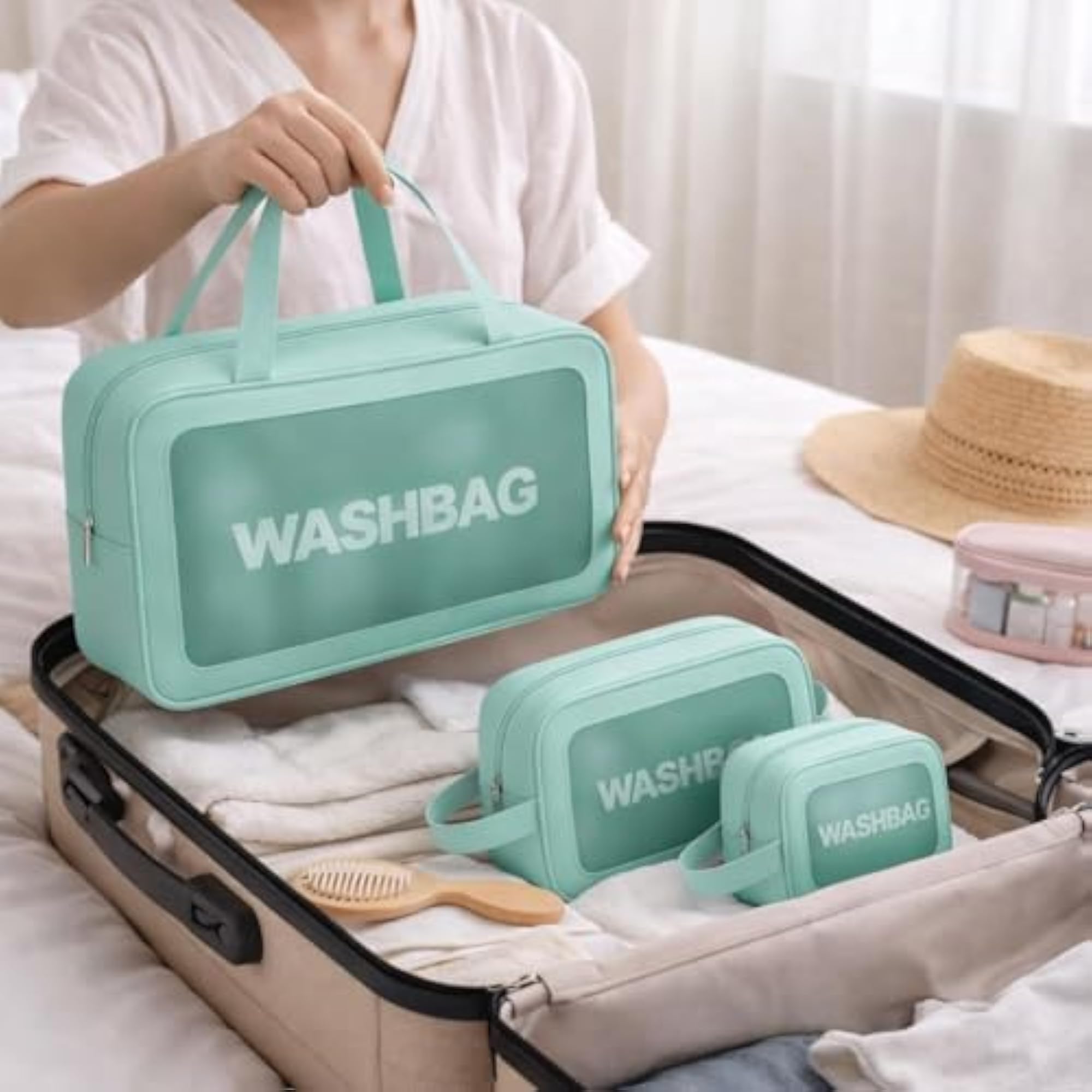 Travel Wash Bag Set of 3 with Zipper