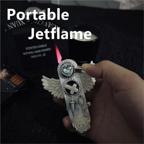 Encendedor metálico a prueba de viento llama roja recargable miniatura 2