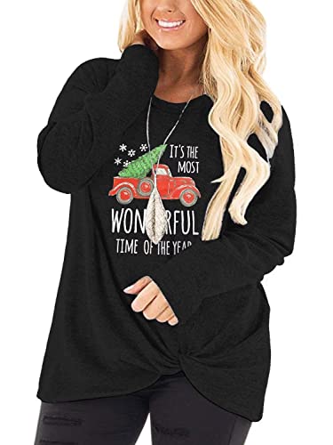 Image of DOLNINE Womens Plus Size Knotted Tops Long Sleeve Tee Shirts Loose Casual Blouse