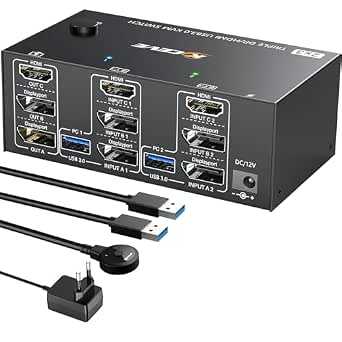 YOUTINGHDAV KVM Switch 2 PC 3 Monitors 8K @ 60Hz