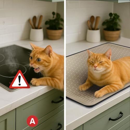 Image of Stove Top Cover for Electric Stove - Food Grade Ceramic Stove top Cover, Silicone XXL Dish Drying Mat, Glass Cooktop Covers, Flat RV Range top Mats (Taupe,28x20)