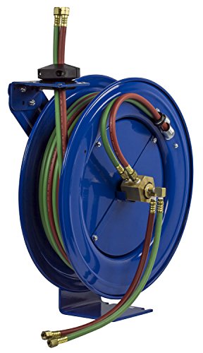 Coxreels Twin Line Spring-Driven Welding Hose Reel, Model# SHW-N-1100, 1/4" Hose ID, 100' Length,Blue