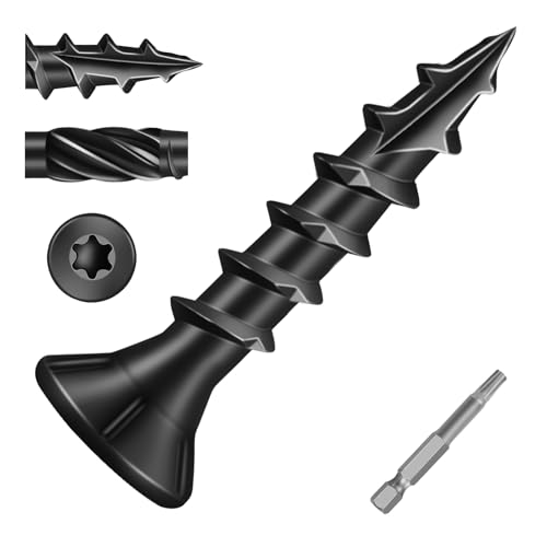 Image of #8 x 3 /4 inch Heavy-Duty Deck Screws - Black Outdoor Wood Screws, Torx Drive with T25 Bit, Rust Resistant for Wood Decking and Fence (2lb,568Pcs)
