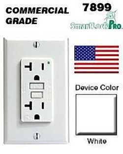 Leviton 7899-FW 20 Amp, 125 ボルト SmartlockPro GFCIモノクロマティックレセプタクルウォ