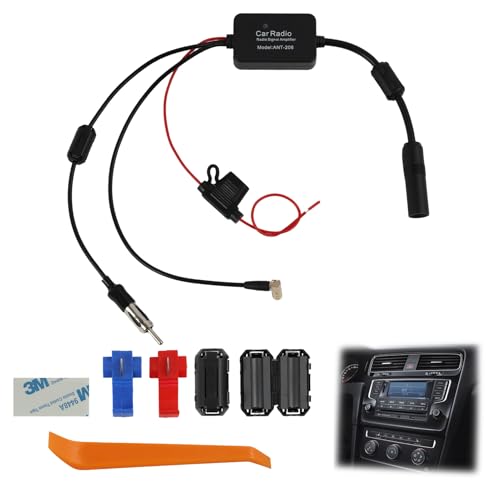 Adaptador Dab para Autoradio, Dab+ Splitter SMB a DIN con Amplificador Integrado 15–20 dB, Adaptador Antena para recepción FM y Dab, conexión estéreo para Coche, instalación 12V Sencilla