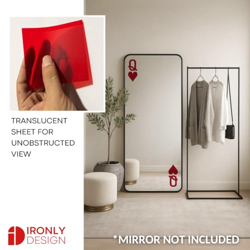 Image of Sticker for Glass & Mirrors| Minimal Vinyl Decal for Bedroom Bathroom & Cafe | Self-Adhesive Waterproof Quote Mirror Sticker | Aesthetic Decals (Queen of Hearts, Medium, Transparent Red)