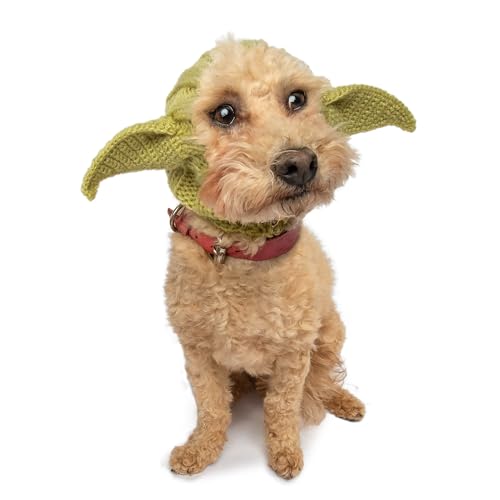 Zoo Snoods Baby Yoda Costume - Alien Knit Dog Snood Wrap for Pets, Warm Neck Ear Cover Protection for Halloween and Winter (Medium)