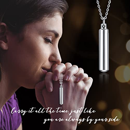 16 Pieces Urn Necklace for Ashes Cremation Cylinder Memorial Silver Stainless Steel Memorial Pendant Jewelry for Women Men Loved Ones4