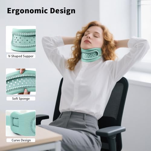Image of Cervical Collar Neck Brace for Neck Pain & Pressure Relief, Breathable Silicone Frame with Memory Foam, Comfortable Neck Support for Men and Women(Blue)