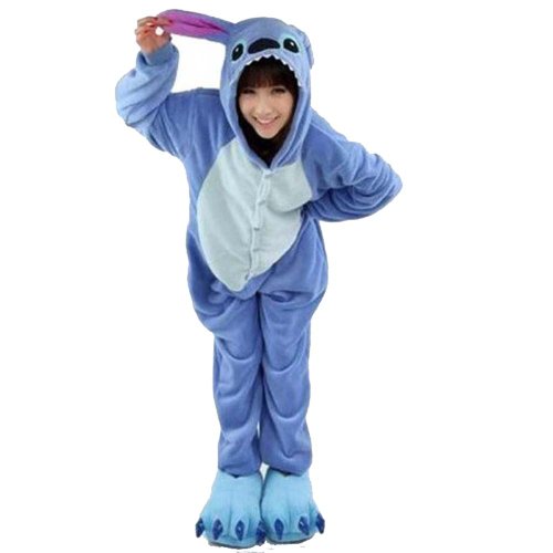 Win8Fong Kigurumi-Pyjama, Tier-Anime, Cosplay-Kostüm, unisex, Erwachsene, Halloweenparty, heiße Party, Einteiler, Schlafbekleidung, blaue Nähte, Blau