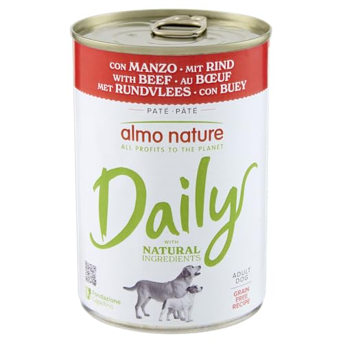 almo nature Daily, Alimento Umido per Cani Adulti con Manzo - Confezione da 9.6 kg (24 x 400 g)