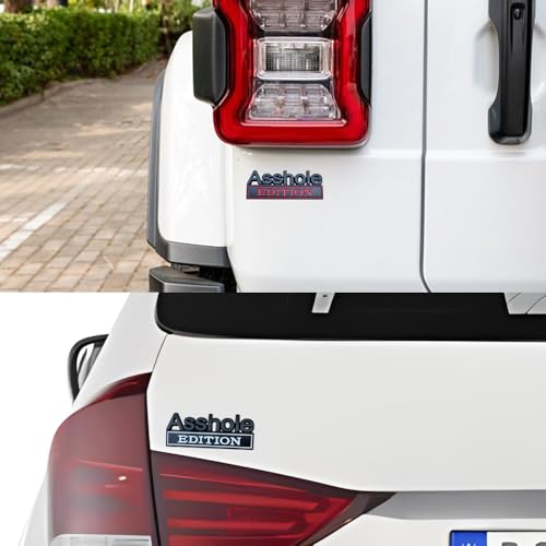 Image of Pair Set Asshole Edition Badge 3D Emblem Fit for Car Truck SUV Side Rear Front Hood Trunk Door Decal Sticker (Black White)