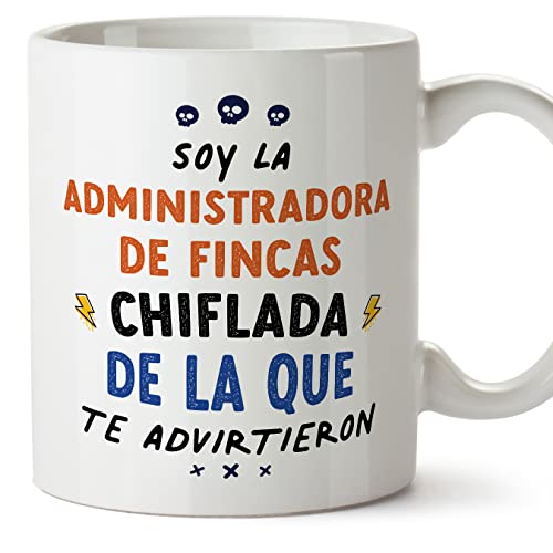 MUGFFINS Tazas para ADMINISTRADORA DE FINCAS mujer - En Español - Todos te advirtieron - 11 oz / 330 ml - Regalo original y divertido