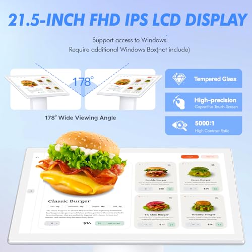 Image of MWE 21.5 Inch Touch-screen Self Service Kiosk, Floor Standing Digital Signage Display, FHD Information Kiosk, 2 Speakers, Interactive Display for Mall Navigation /Self-Ordering /Advertising /Retail Store