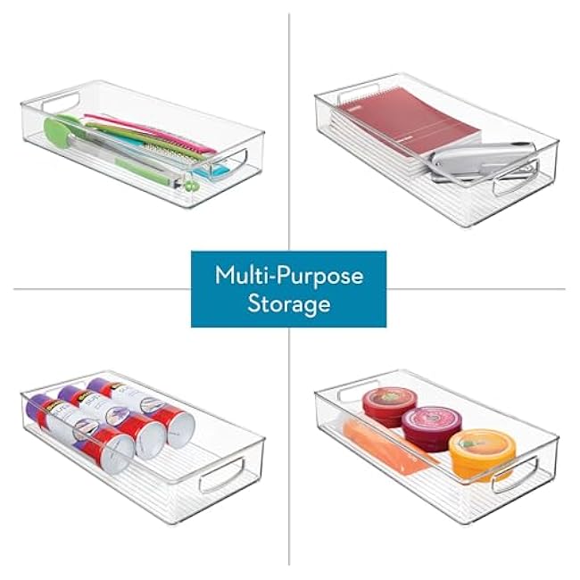 iDesign Stackable Storage Bin - Organizer Bins for Pantry, Fridge, or Freezer, Clear, Made in USA