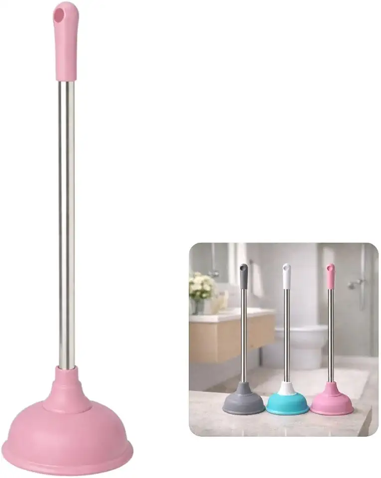 Desentupidor Vaso Sanitario Desentupimento Cabo Inox Resistente Vaso Borracha Reforcada Higienico Duravel Privada Ventosa Higienico Duravel Limpeza Entupimento Banheiro