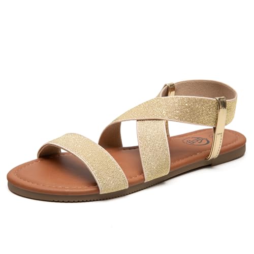 Elegant and Supportive Gold Elastic Sandals for Women