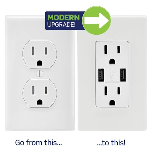 Image of Leviton T5832-B Type-A USB in-Wall Charger with 20A Tamper-Resistant Outlet, USB Charger for Smartphones, Black