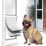 [Petoasis] Dog Door for Sliding Glass Door,Upgrade Magnetic 3 Flap Extreme Weather Doggy Door,Fit 76-3/8" ~ 80-5/8" Sliding Door Dog Door Insert,Large Doggie Door for Sliding Door(M)