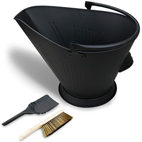 Grisun Ash Bucket, Coal Bucket for Fireplace, Charcoal Wood Fire Pits Burning Stoves Indoor and Outdoor, Large Pellet Metal Buckets Pail Ash Can