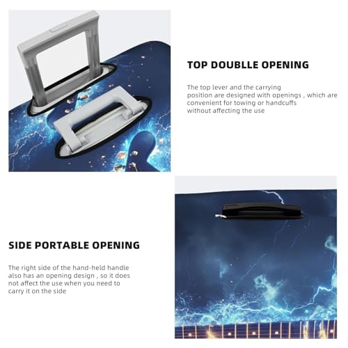 Rock Electric Guitar With Lightning Travel Luggage Cover Elastic Suitcase Protector Washable Baggage Covers For Trunk Case Fits 25-28 Inch Luggage4