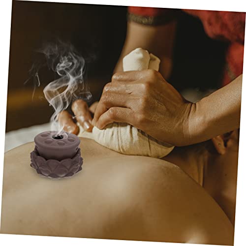 Caja portátil de Moxa de lana para calentamiento de abdomen en color púrpura elegante de arena morada miniatura 2