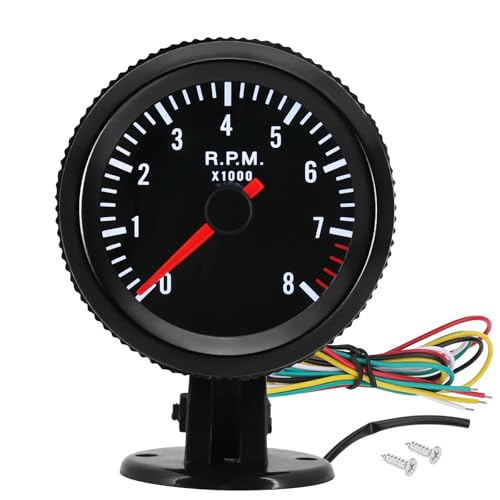 BLLYOGU Universal 2 Tachometer 8000 RPM Meter with Gauge Holder for 12V Gasoline Car Engine 1-8 Cylinders