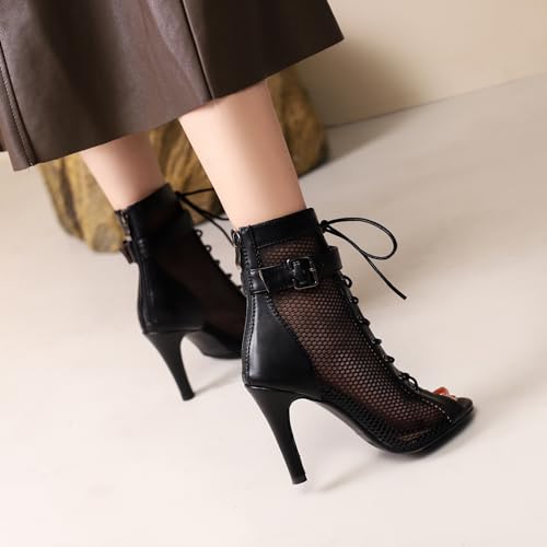 Women Mesh Heels Gladiator Sandals Stiletto4