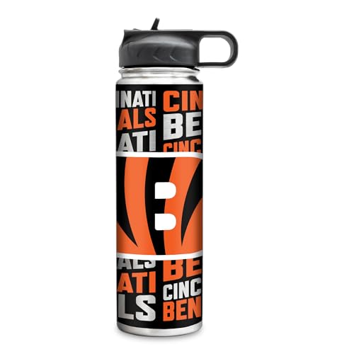 Rico Industries NFL Football Cincinnati Bengals 22oz Stainless Steel Tumbler with Lid - Great For Coffee Tea Water or Cocktails
