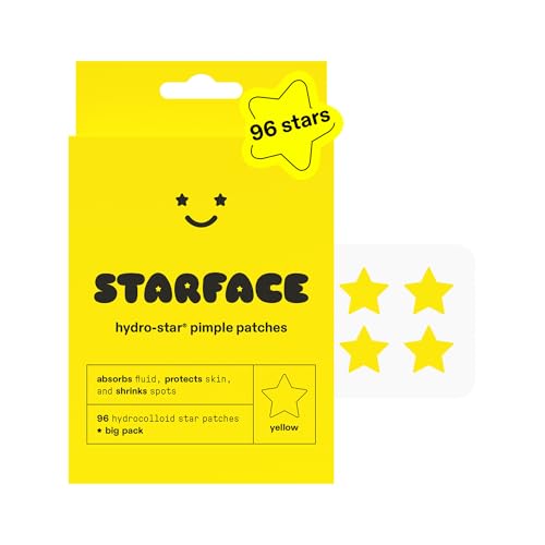 Starface Hydro-Star Yellow Pimple Patches BIG PACK Hydrocolloid Clinically Proven Spot Shrinking in 6 Hours Absorb Fluid and Reduce Redness Vegan and Cruelty-Free Skincare (96 Count)