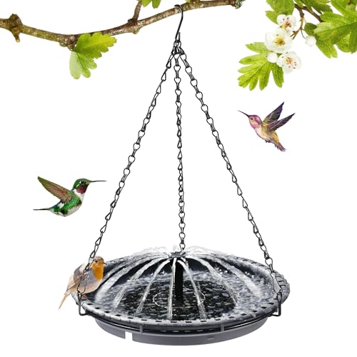 Avenuebool Solar Bird Bath Fountain for Outdoor Solar Powered Hummingbird Water Fountain Pump Combo Set with 4 Water Patterns for Garden Yard Patio Lawn (Hanging)