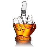 Middle Finger Liquor Bottle Decanter - Whiskey Tequila Scotch Vodka Wine Lover Gift - Funny Diamond Skull Glass Alcohol Display (Bottle Only)