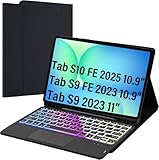 for Samsung Galaxy Tab S10 FE/S9 FE 10.9'/S9 11' Keyboard Case: 3 Zone 7 Colors Backlit Trackpad Keyboard for Samsung 11-inch S9 Tablet -...
