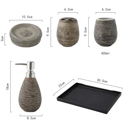 Juego de accesorios de baño de cerámica con dispensador de jabón y vaso para hogar 3