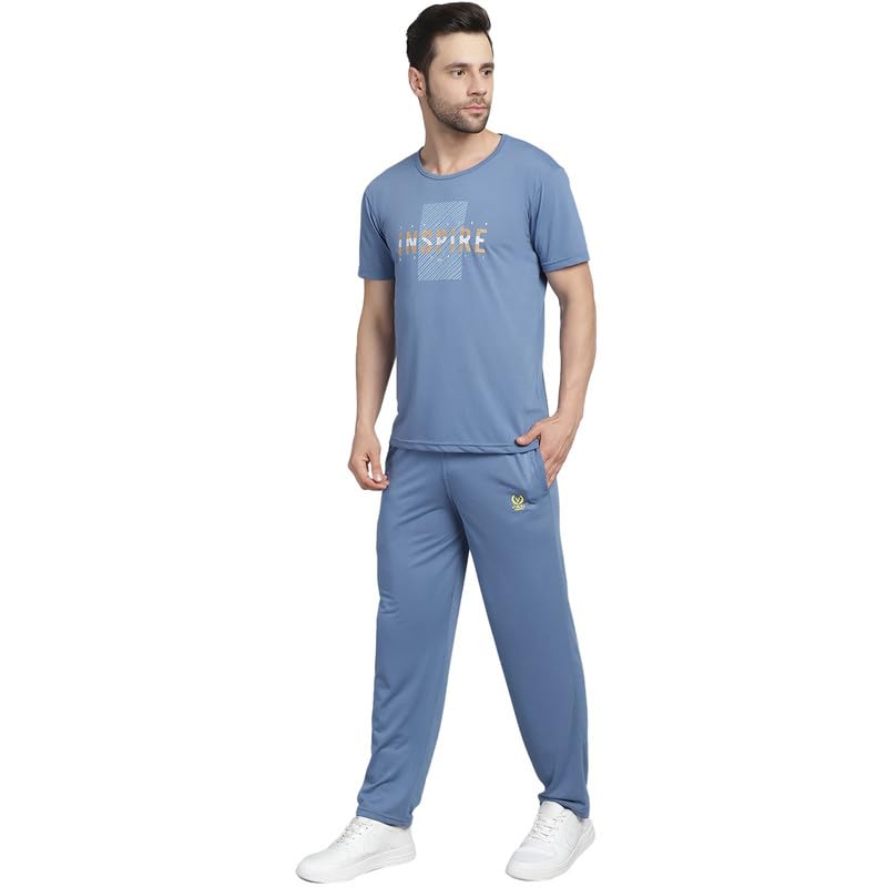 Image of VIMAL JONNEY White Cotton Printed CO-ORD Set Tracksuit for Men-T PRT 23 WHT D10 WHT. 02-P