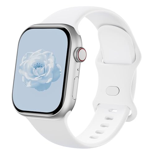 Sycamond Silicone Band Compatible with Apple Watch 41mm 40mm 42mm 38mmm Replacement Sport Strap Wristband for iWatch Series 11 10 9 8 7 6 5 4 SE Ultra 3 2 1 Women Men S/M White