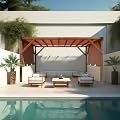 12'' Cedar Wood Pergola with Retractable Shade Canopy - Rot-Resistant Outdoor Structure, Durable Patio Cover w/Adjustable Sun Protection for Garden, Deck, Backyard & Outdoor Parties