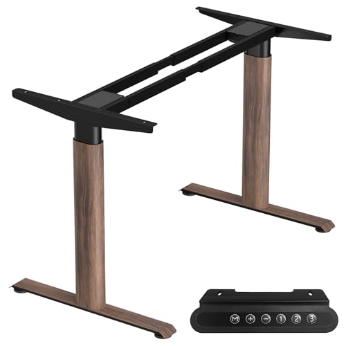 Image of Dual Motor Standing Desk Frame,Sit Stand Desk Base Only,Walnut | Whisper-Quiet Dual Motors, 264 lb Capacity, Fits 47.2-70.8 in Tabletops, Stable Steel Frame with Oval Legs, 3 Memory Presets