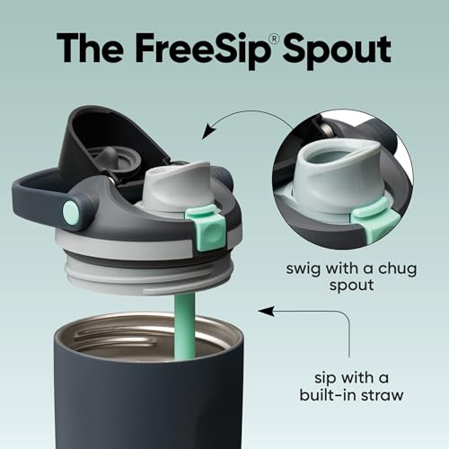 Image of Owala FreeSip Sway Insulated Stainless Steel Water Bottle with Two-Way Spout, Built-In Straw and Bucket Handle, Made for Travel, School, and Sports, 30oz, BPA Free, Leak Proof, Foggy Tide