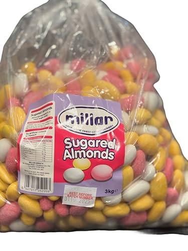 Millar Assorted Sugared Almonds 3kg Bulk Bag Colorful Candy-Coated Almonds Perfect for Weddings Parties and Gifting