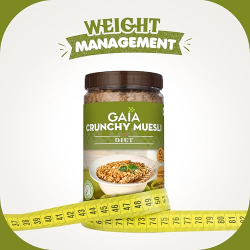 Image of GAIA Crunchy Diet Muesli - Low-Calorie, Protein Rich, High-Fiber Muesli Cereal Serves As A Healthy And Nutritious Breakfast Option With Zero Added Sugar. 1Kg Jar Pack - No Added Flavor