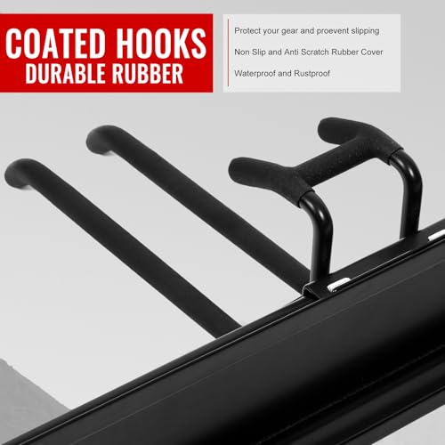 Garage Tool Organizer Wall Mount - Heavy Duty 48" Storage Rack with 6 Adjustable Hooks, Holds 350lbs, Garden Tool Hanger for Shed Organization