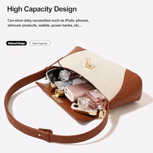 Small Shoulder Bag for Women, Retro PU Leather Underarm Bag Top Handle Hobo Tote Clutch Handbag Purse with Buckle Closure3