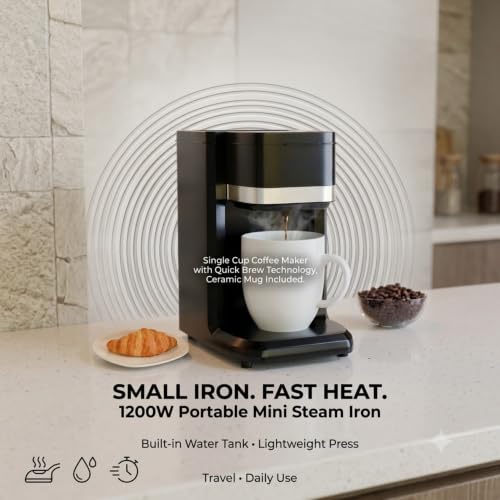 Image of Drumstone Single Cup Coffee Maker with Quick Brew Technology, Ceramic Mug Included, Compact Drip Coffee Machine for Home, Office, Travel & Personal Use