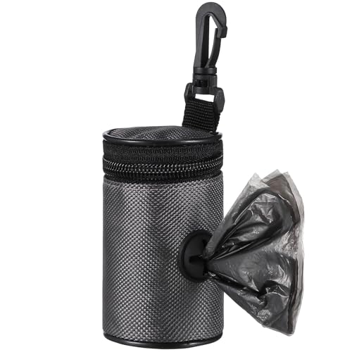 SHINEOFI Dispensador Bolsas para Excrementos Perro Cremallera, Soporte Clip para Correa, Bolsa Portátil de Tela Oxford Resistente para Paseo y Recogida de Caca Mascotas